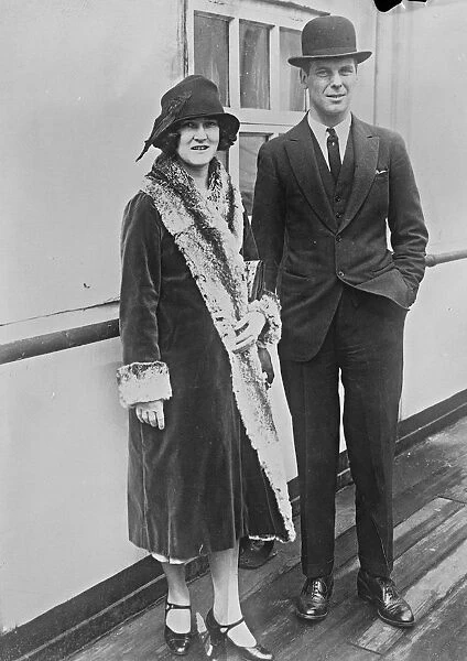 Prince Erik of Denmark and his Princess on their arrival at New York. 2 July 1926