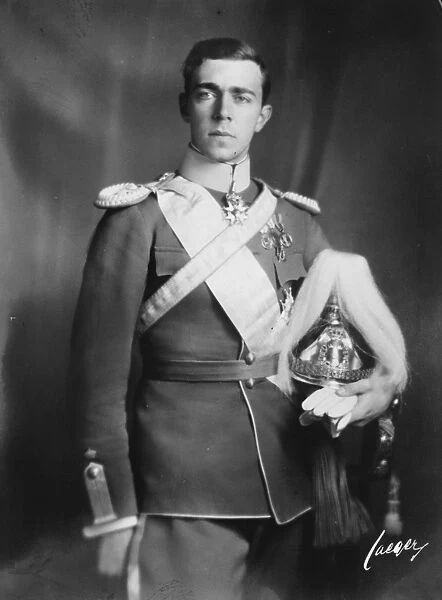 Prince Gustav Adolf of Sweden, elder son of the Crown Prince, wearing his new uniform