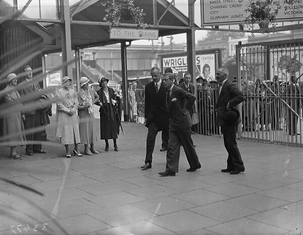 The Prince of Wales at Olympia Underground Station. 30s, 30s, 1930s, 1930 s