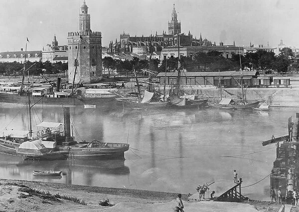 Prince of Wales visit to Spain. Shipping in Guadalquivir, showing the Terre Del Orc