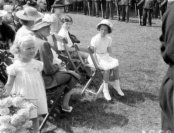 Princess Alexandra and Prince Edward of Kent iat the recreation Ground, Ives. May 1943