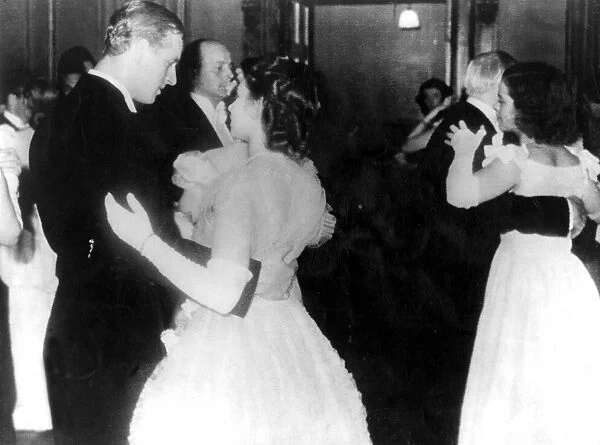 Princess Elizabeth and Lieut. Mountbatten Dance Together During Ball in Edinburgh
