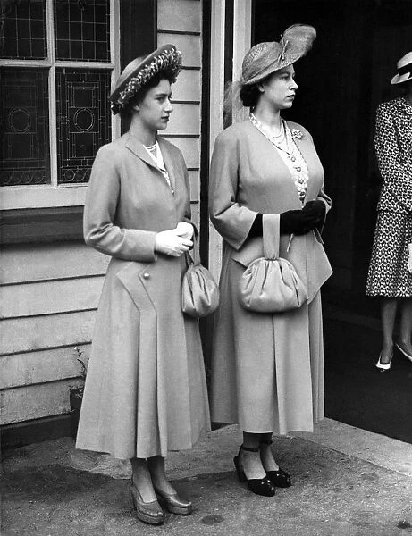 Princess Elizabeth and her sister Princess Margaret at Ballater Station on route to Balmoral 1948