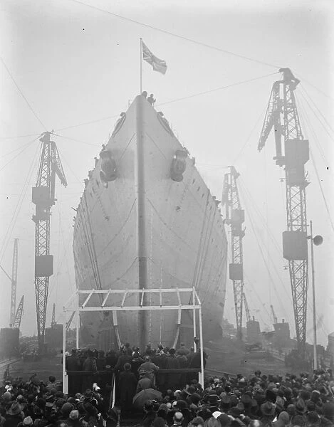 Princess Mary launches the battleship Rodney at Messrs. Cammell Lairdss yard, Birkenhead