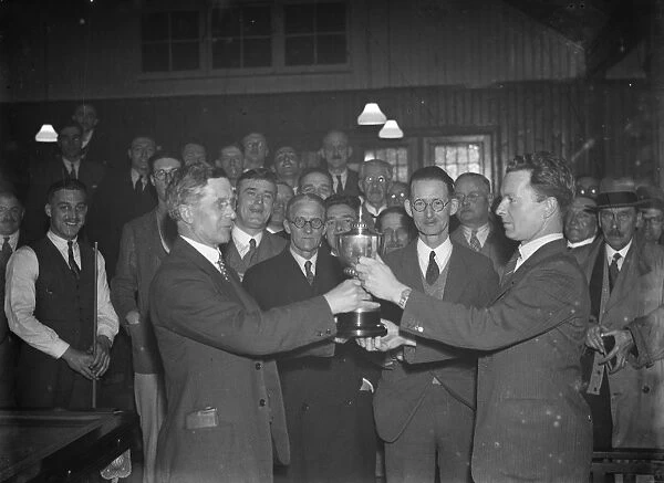 Prize giving night at the Sidcup Social Club. 1935