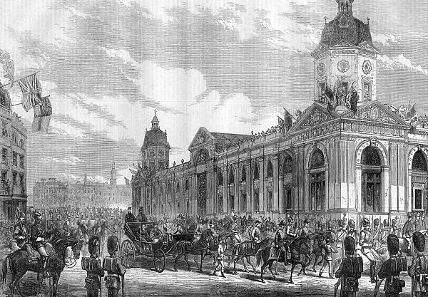 The procession in Smithfield passing the Metropolitan Meat Market. 13 November 1869