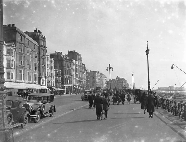 The Promenade and seafront at Brighton, Sussex, looking towards the Palace Pier 1931