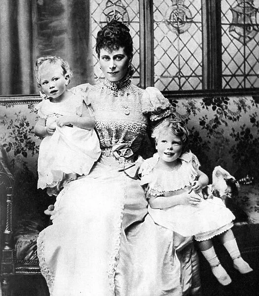 Queen Mary with her children the Duke of York (King George VI)(left) and the Prince of Wales