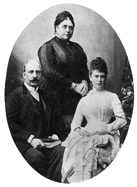 Queen Mary with her parents the Duke and Duchess of Teck undated