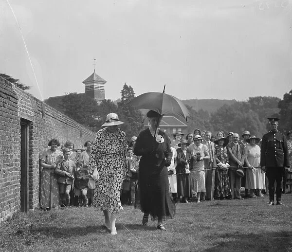 Queen Mary of Teck at Lullingstone Castle in Kent. 1936