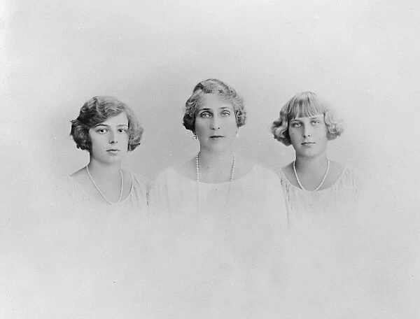 The Queen of Spain and her two daughters. A fine new studio picture of HM Queen Victoria Eugenia