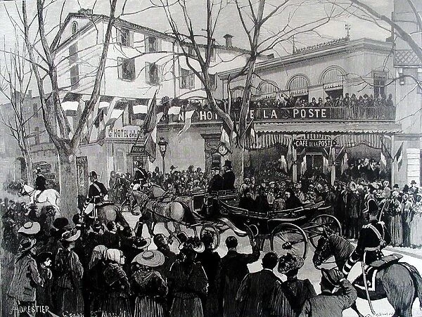 Queen Victoria arrives in Grasse, Provence, France. Her Majesty en route to the Grand Hotel