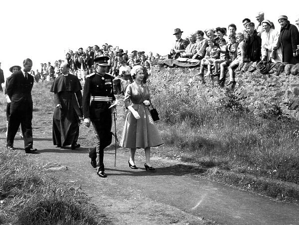 The Queen walking with the Duke of Northumberland, Lord Lieutenant of the County