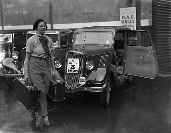 The RAC Bournemouth Rally. Miss Joan Weekes with her luggage. 1934
