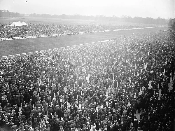 Racing at Kempton Park. Watching the race for the Queens prize. 18 April 1927