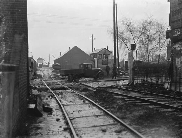Railway and road repairs taking place at Westwood Erith, London. 1937