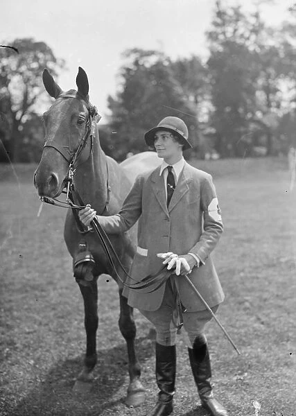 At the Ranelagh Club Pony show - Miss Diana Guest with her horse. 1928