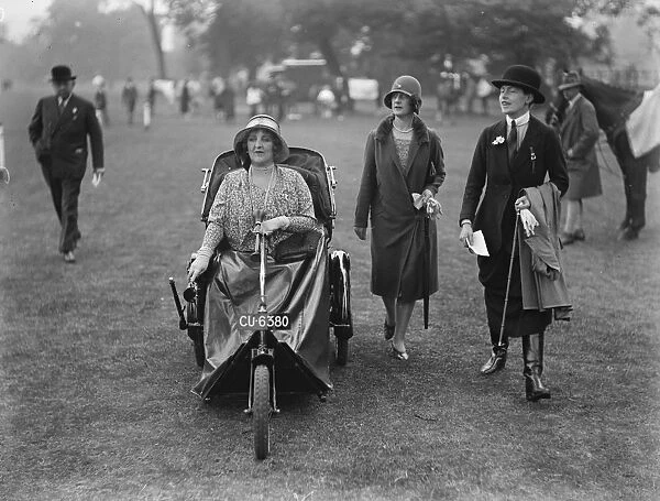 Ranelagh horse show. Lady Weigall in an electric bath chair. 12 June 1929