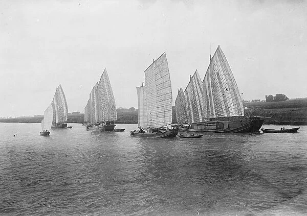 A recent picture from China showing a group of junks making their way up the Yangtze River