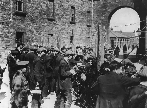 Relatives allowed to visit the prisoners in the Richmond Barracks, Dublin, three times a week