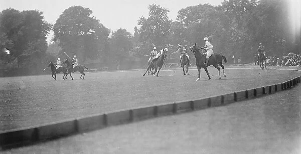 Remarkable Action Shot photograph of American Polo Team A narrow escape for Roehampton
