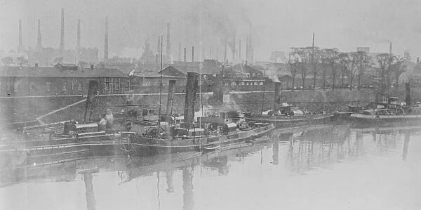 Three Rhineland Towns Occupied by Allies View of Ruhrort, showing steamer lying off Larr
