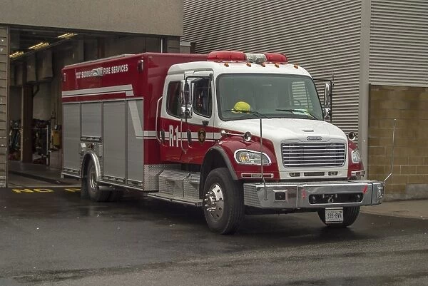 A rigid 4 wheeled Freightliner in service with the sudbury Ontario Canada Fire service