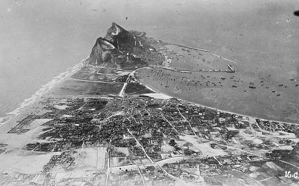 The Rock ( Gibralter ) viewed from an aeroplane 24 July 1925