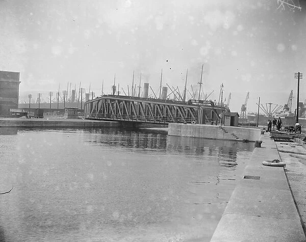 Royal Albert Docks. New South Extension The new swing bridge at the passage between