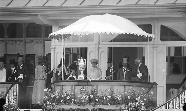 Royal Ascot. The King and Queen, Duke of York, and Duke of Connaught in the Royal box
