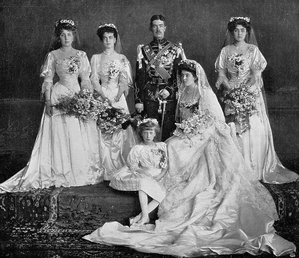 The Royal Bride and Bridegroom and the bridesmaids. after the ceremony at Windsor