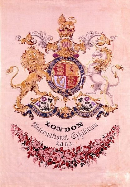 Royal Coat of Arms - Souvenir of the International Exhibition of 1862 made of silk