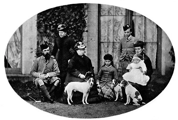 A Royal group at Balmoral, 21 October 1882. Left to right: The Grand Duke Hesse(Prince Louis)