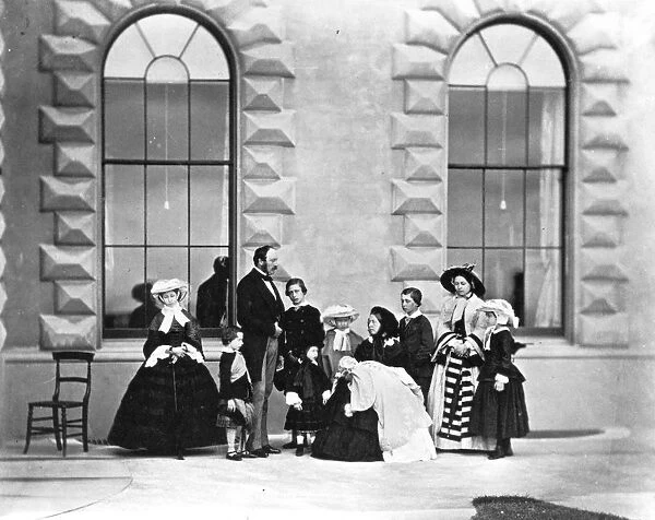 Royal Group at Osbourne 1857 left to right Princess Alice, Prince Arthur, Prince Albert