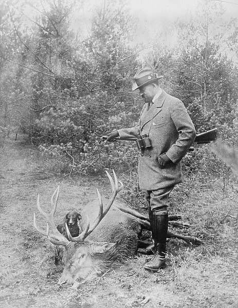 A Royal Stag King of Romania who is enjoying a few weeks hunting in Carpathians