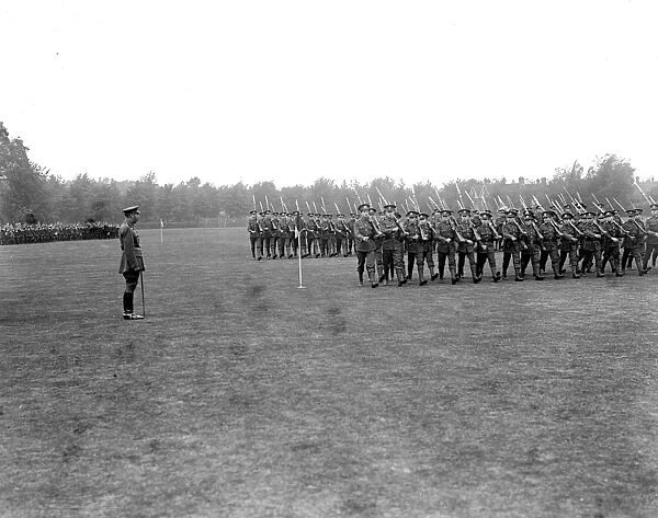 Royal visit to Bedford. His Majesty inspecting Bedford Cadets. 27 June 1918