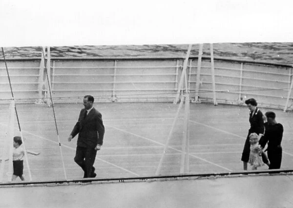 As the royal yacht Britannia arrived at Malta the Royal Children were seen playin gon the deck