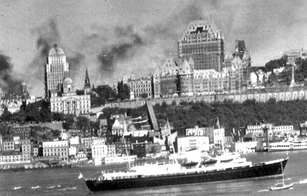 The Royal Yacht Britannia comes up St Lawrence River to Wolfes Cove 23 June 1959