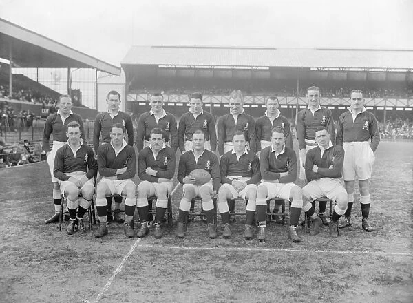 Rugby match between Navy and Army at Twickenham. The Army team. 7 March 1925