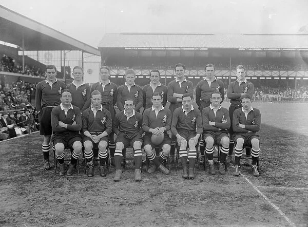 Rugby match between Navy and Army at Twickenham. The Navy team. 7 March 1925