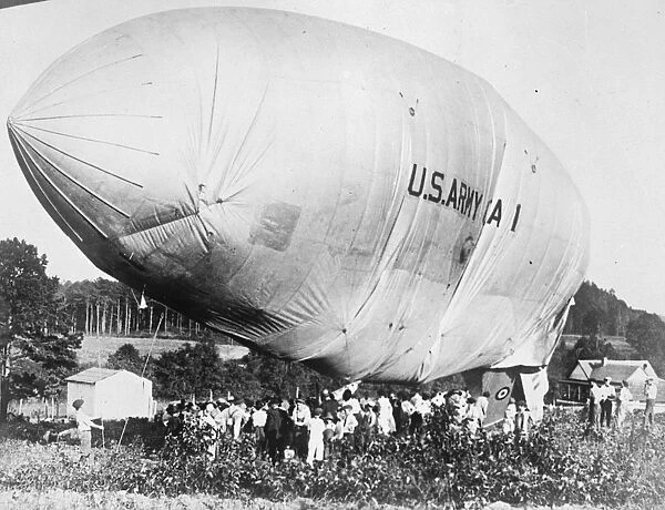 Runaway Army Airship crashes to earth. The US army airship A1 broke away from its