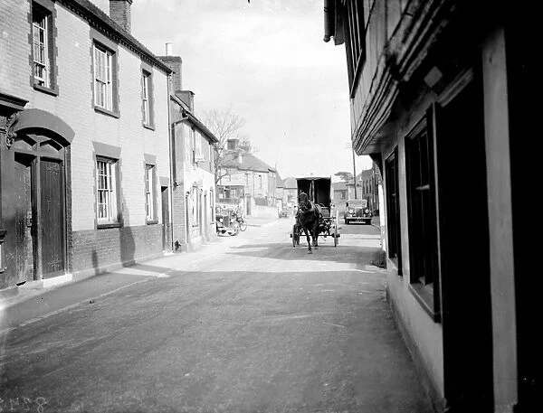 Runaway horse with bakers van, Aylesford, Kent. 1938