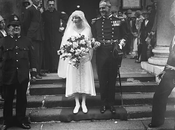Saturdays naval wedding in London. The marriage of Lt Commander Cousins, DSO