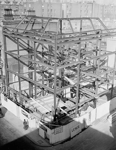A scaffolding frame for construction of new flats on the Earl Court Road, West London