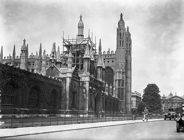 Scaffolding around Kings College, Cambridge University 1929