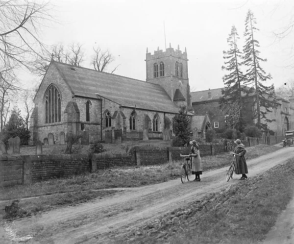 Scene of the Royal christening. A view of Goldsborough Church from the roadway