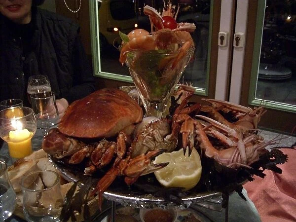 Seafood platter with a selection of crab, lobster and prawns served as a main course