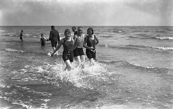 Seaside scenes at Bognor Regis. Bathing belles 1925