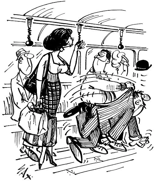 Give up your seat on a tube train. Cartoon by Sax Usually paying little or no attention