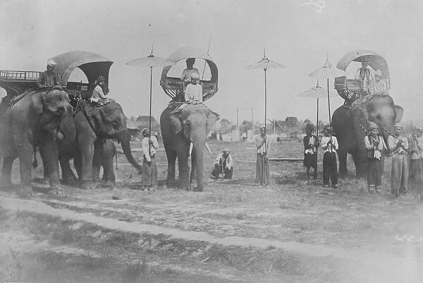 Shan Chiefs on their elephants at Burma 31 December 1921